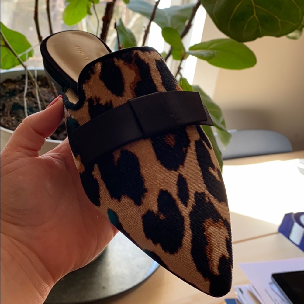 Leopard Velvet Bow Slide